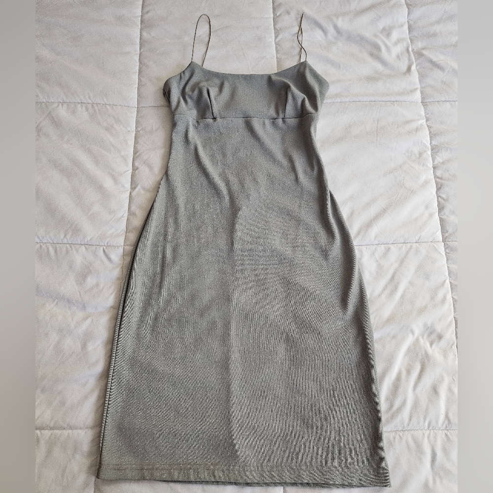 Elegant Gray Spaghetti Strap Dress
